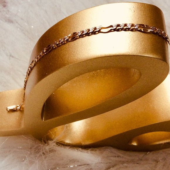 Two-Toned 14K Gold Ankle Bracelet 9" - Picture 10 of 16